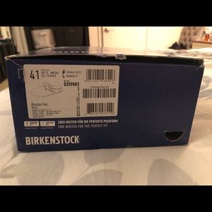 Black suede Boston Birkenstock’s